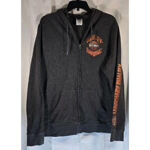 Harley Davidson Gray‎ Hoodie, Portland PDX Speed Shop Full Zip, Mens Large